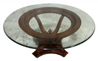 Glass Top Wooden Base Round OccasionalTable