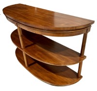 Three Shelf Wooden Demilune Console