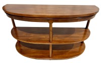 Three Shelf Wooden Demilune Console
