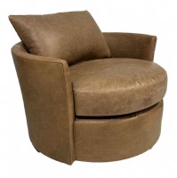 Century Quinn Tan Leather Swivel Chair
