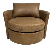Century Quinn Tan Leather Swivel Chair