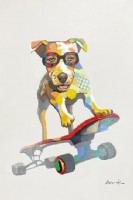 Abstract Dog On A Skateboard Painting