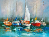 Abstract Sailboats Painting
