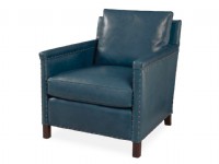Pair of Lillian August Blue Leather Club chairs